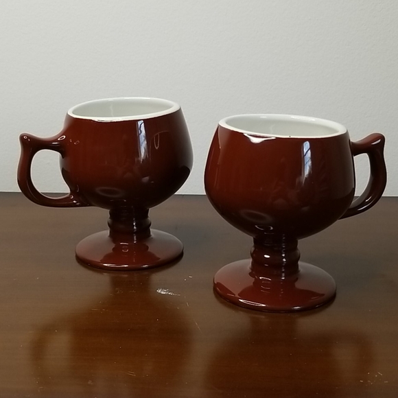 Hall Pottery Vintage Pedestal Coffee Mugs 2